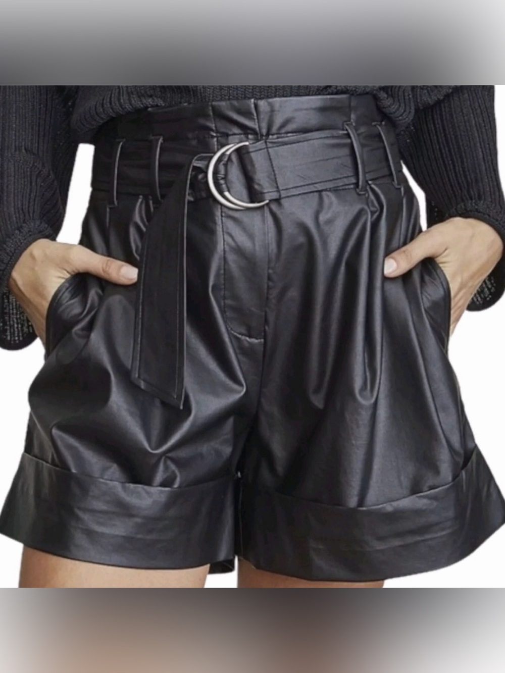 Elizabeth and James faux leather pleated shorts High-rise Size 10